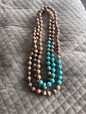 Handcrafted Brown and Turquoise Bead Necklace - Women Jewelry